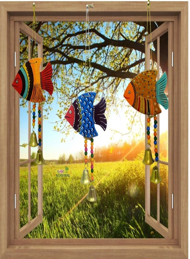 NOKHWAL Fish Hanging Handmade Hand Painted Fish for Garden Main Door Wall Hanging Balcony Decoration Hanging Decorative Items for Room Wall Décor for Home - Image 1